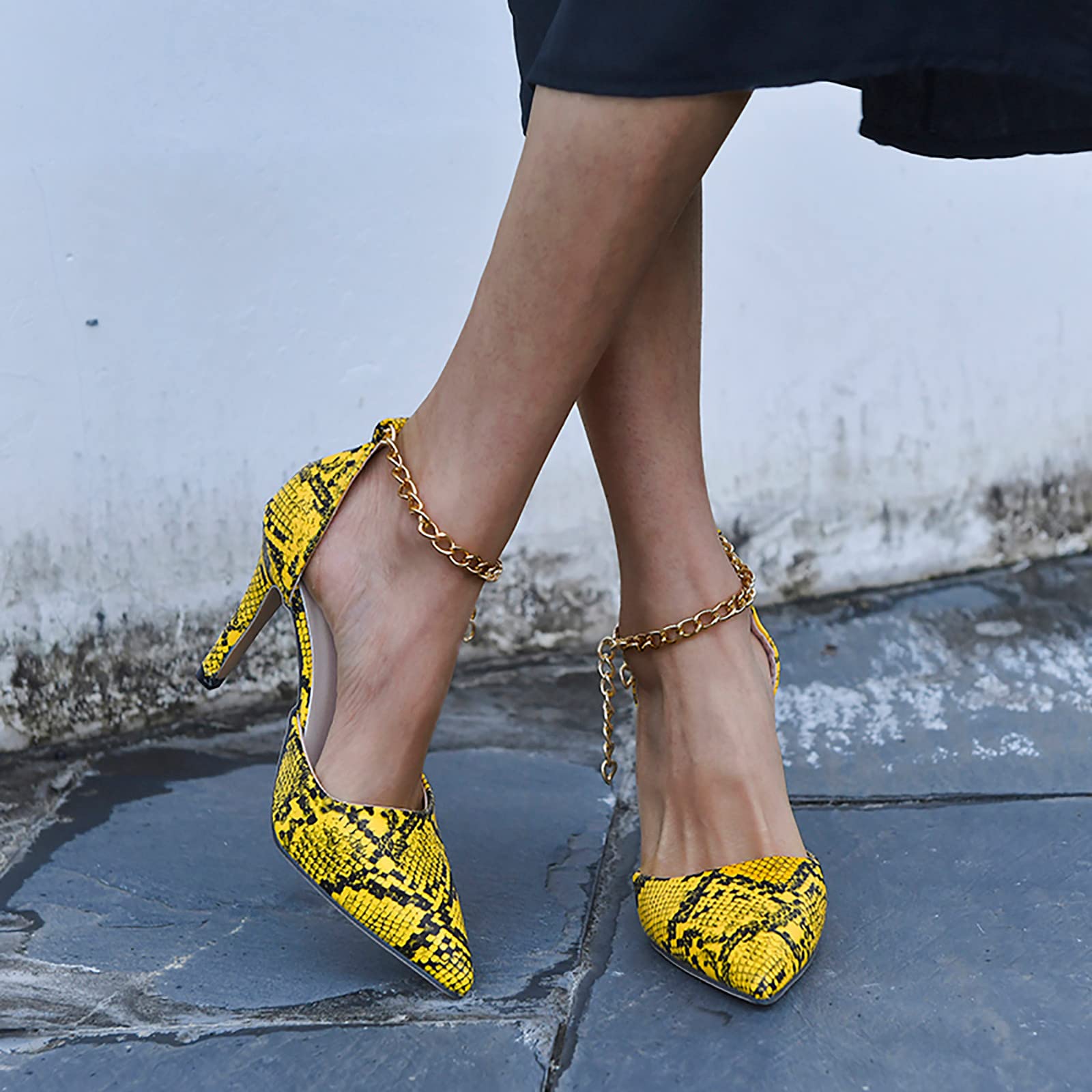 Sandali da donna per le donne Scarpe Fibbia Singolo Tacchi Alti Tacco Affari Scarpe Spesse Scarpe da donna Tacchi alti Zeppa Sandali, Giallo, 40 EU