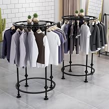 27.5in Round Clothes Rack with Top Shelf, Metal Clothing Display Stand, Freestanding Clothing Garment Rack, Nakajima Display Shelves for Retail Clothing Store,Black,70cm [Energy Class A]