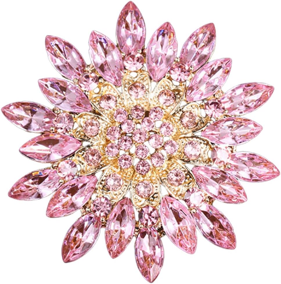 Rhinestone Large Flower Brooches Pins for Women Fashion Sparkly Crystal Sunflower Statement Brooch Unique Wedding Party Suit Dress Jewelry Accessories - Image 9
