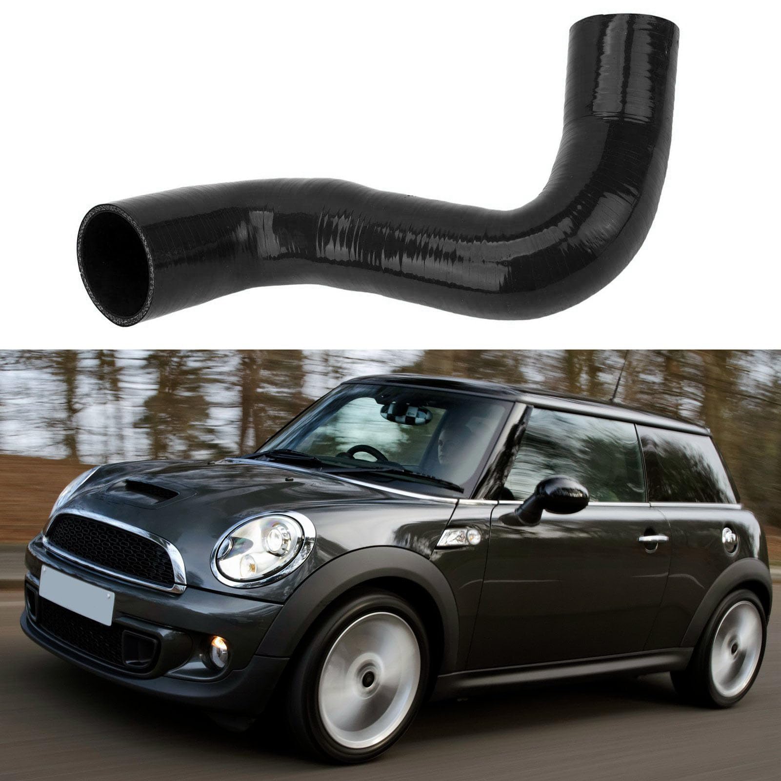 Geräuscherzeuger Löschrohr für Cooper S N14 N18 1.6L R55 R56 R57 R58 R59 R60, Auto Tuning Geräuschgenerator Löschsilikonschlauch für Cooper S (Schwarz)