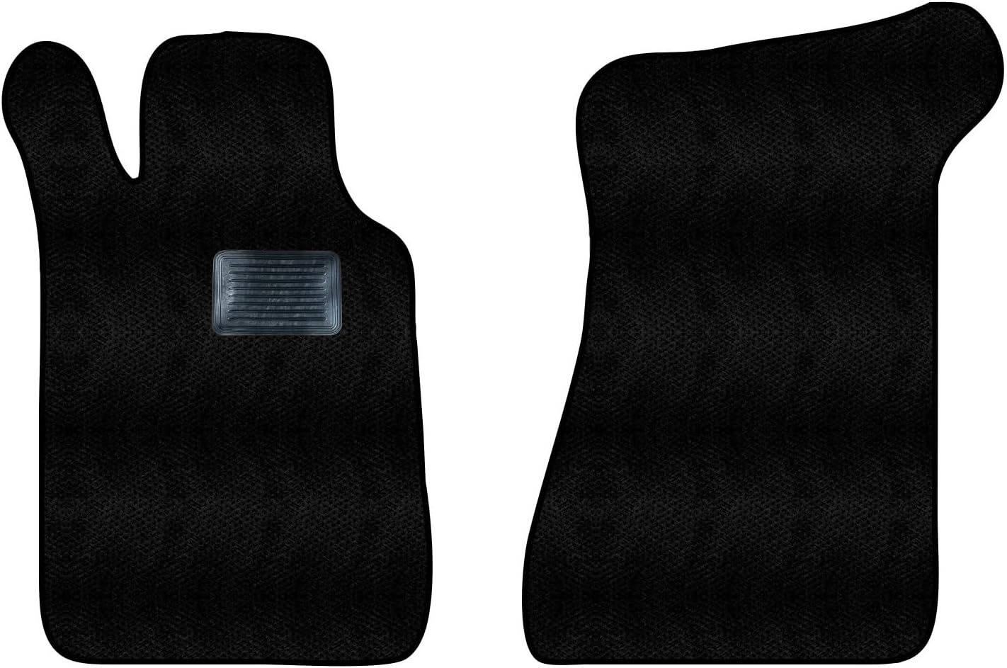 Carpet Front Floor Mats, Black, Compatible with Mercedes-Benz 450SL 1980 1979 1978 1977 1976 1975 1974 1973 (Includes Heel Pad)