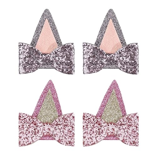 Miniatura 8 de 2 pares de pinzas de lazo para el pelo de orejas de perro para niños pequeños y adultos, lazos con brillantina, accesorios para el cabello de