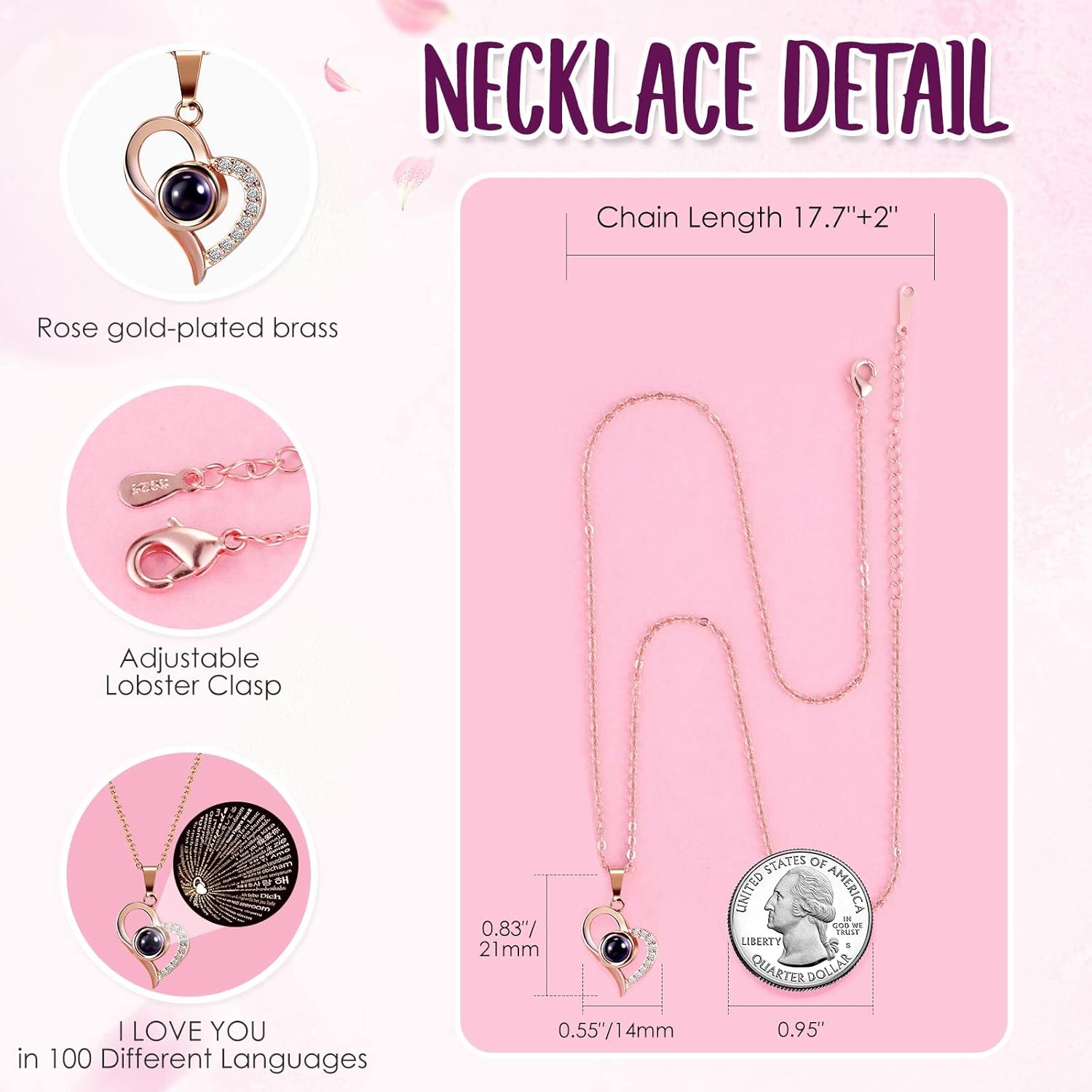 ADDWel Valentine's Day Romantic Gifts - Preserved Real Purple Roses with I Love You Necklace & Cute Moss Bear, Unique Forever Flower Gift for Wife, Girlfriend, Mom, Grandma on Anniversary, Birthday - Image 6