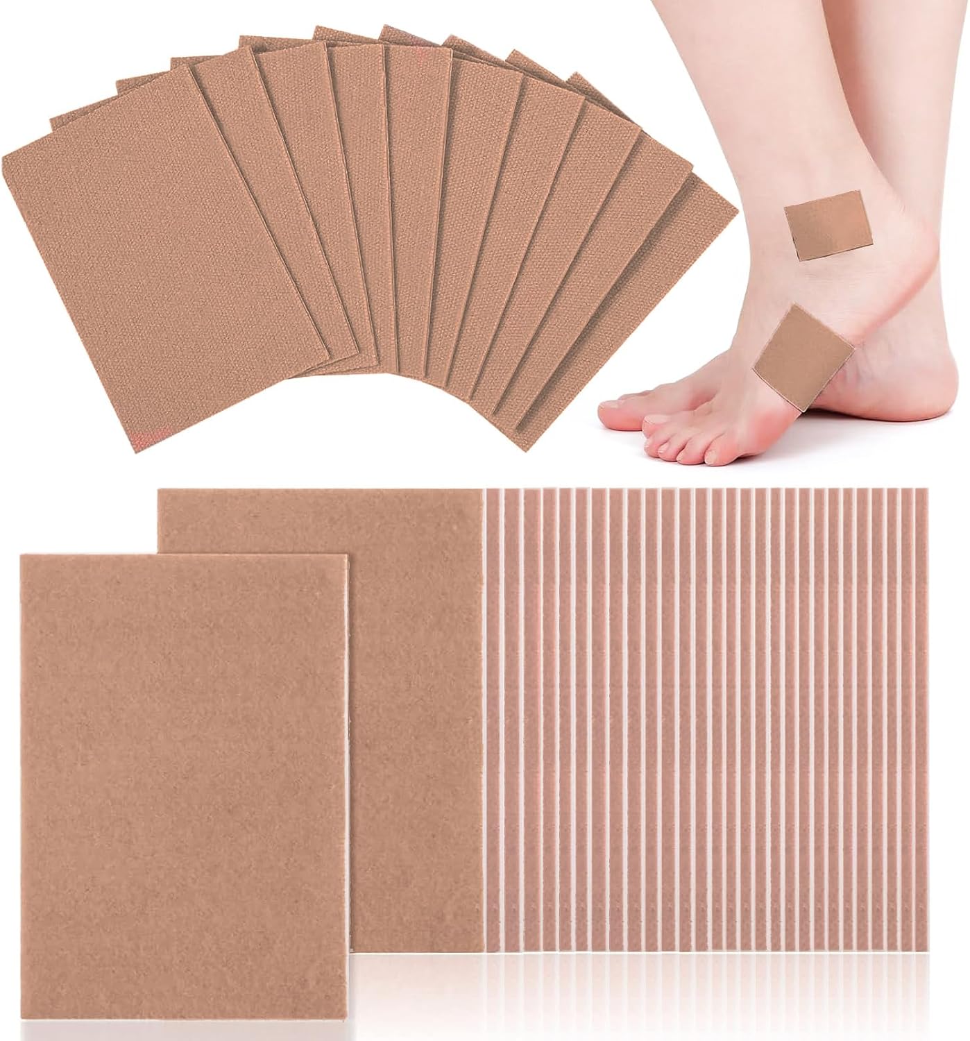 50 Sheets Moleskin Padding, Mole Skin for Feet Adhesive Pads, Moleskin for Blisters Prevention, Mole Skin Tape for Boots Hiking Reduce Friction Pain