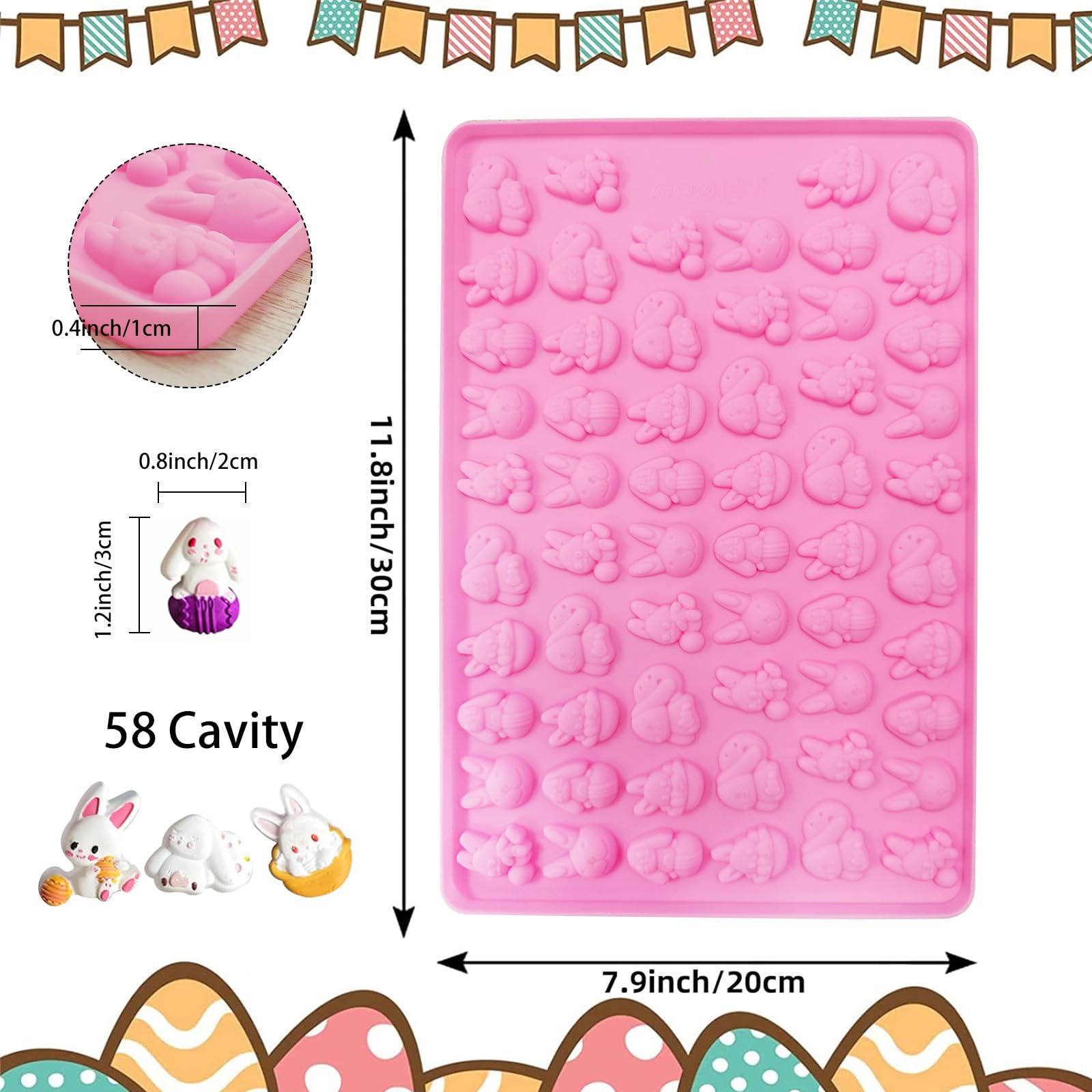 Moules Silicone Pâques MARUKO - 58 Œufs + 83 Lapins | Pour Chocolat, Biscuits, Glaçage