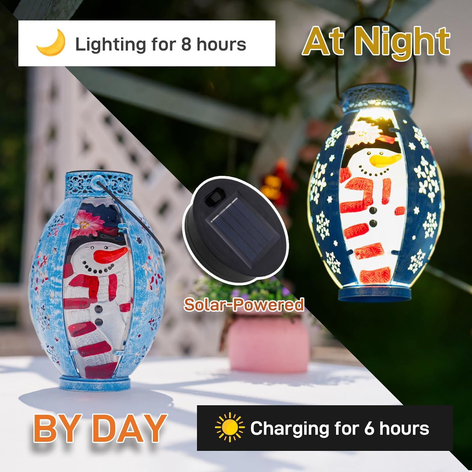 Christmas Decorations Solar Hanging Lanterns for Outside,Gift for Garden Balcony Branch Yard Christmas Decorations(Snowman)