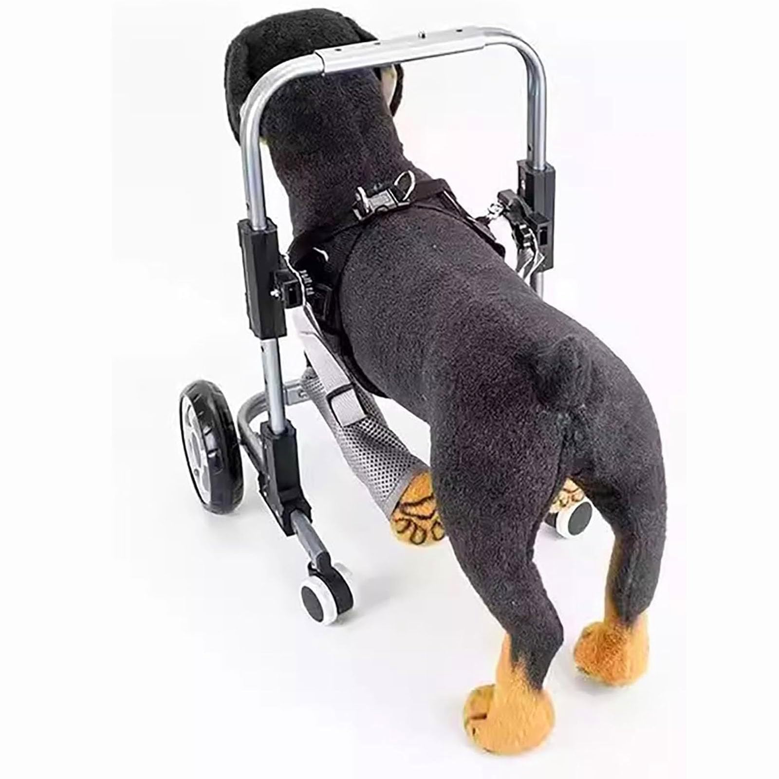 Silla de ruedas para perros discapacitados, arnés de soporte de 4 ruedas, ayuda de rehabilitación de patas delanteras, cochecito ajustable para perros grandes y medianos