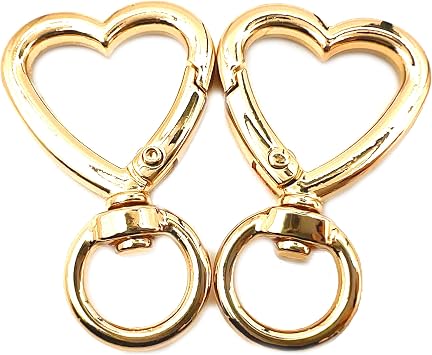 6 Pcs Gold Heart Shape Swivel Buckles Trigger Spring Keyring Buckle, Clasps Hooks Keychain Ring Buckles Fashion Clips for Keychains, Bag, Purse and Handbag 11mm, Heart Shape-1
