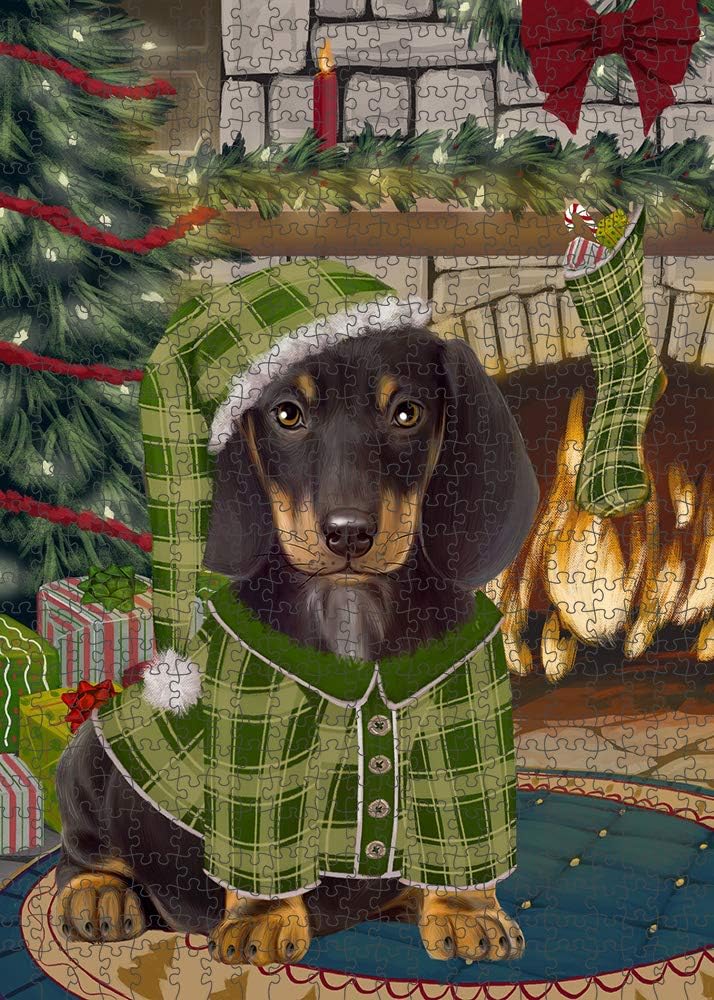 Christmas Stocking was Hung Dachshund Dog Jigsaw Puzzle for Adults - Animal Printed Interlocking Puzzle Game Artwork - Gift for Dog Lover's -1000 Pcs 20"x30", PZLE51715