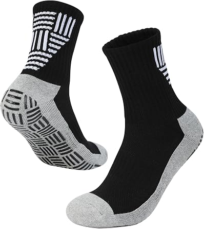 1/2/3 Pairs Mens Grip Soccer Socks for US 7-12.5, Anti-Slip Athletic Grippy Socks Non Slip Pads for Football