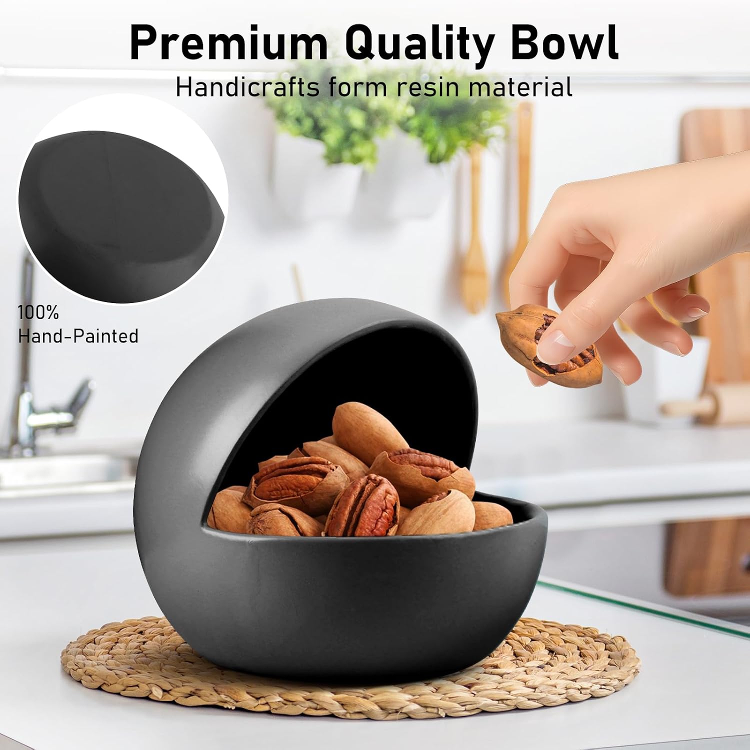 Decorative Black Candy Bowl For Kitchen Counter Key Bowl For Entryway Table Resin Multifunctional Modern Dish Small Size