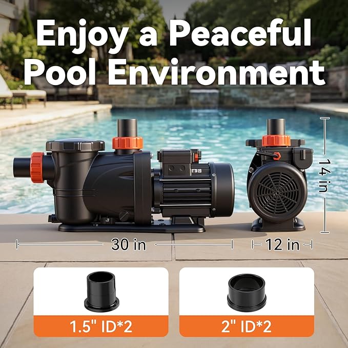 Bomba periférica para piscina LEO 2HP 115V flujo alto miniatura 7