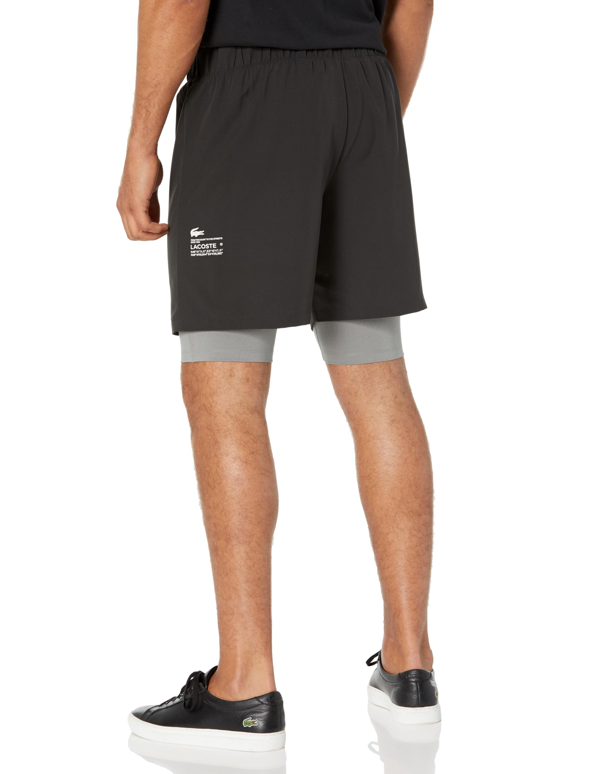 Lacoste Pantalones cortos deportivos de dos tonos para hombre con pantalones cortos integrados
