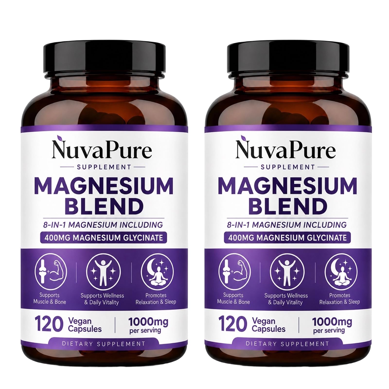 Magnesium Blend, 8-in-1 Magnesium Complex with Magnesium Glycinate, Supports Relaxation, Muscle Function, Energy & Daily Wellness, 120 Vegan Capsules (White, 1Pcs) — Amazon image 8