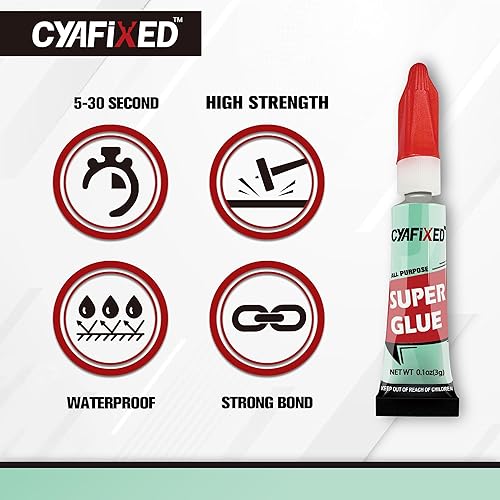 Miniatura 3 de Super Glue Liquid, Superglue multiusos 0.11 oz (12 tubos), adhesivo instantáneo de cianoacrilato para plástico, madera, metal, reparación