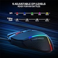 Vista 3 de Redragon M616 RGB Gaming Mouse, 10000 DPI Ratón óptico con cable con 6 botones programables y 8 modos retroiluminados, software compatible
