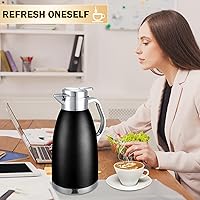 Vista 6 de Tioncy 2 piezas de café térmico de 78 onzas, dispensador de agua caliente, jarra de acero inoxidable para café líquido caliente, té, leche con 2
