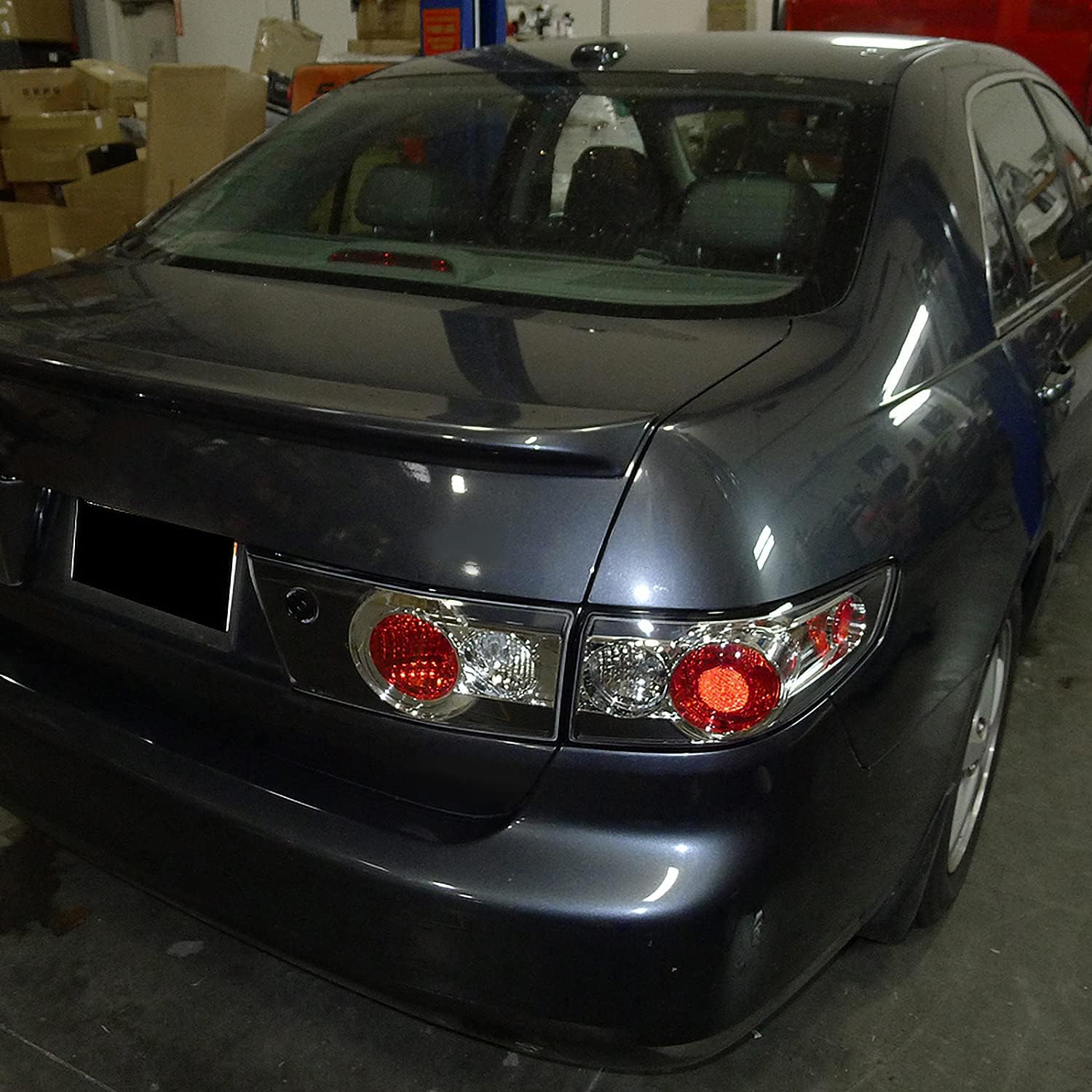 SPEC-D TUNING Black Housing Clear Lens Tail Lights Compatible with 2003-2005 Honda Accord 4Dr Sedan, Left + Right Pair Assembly