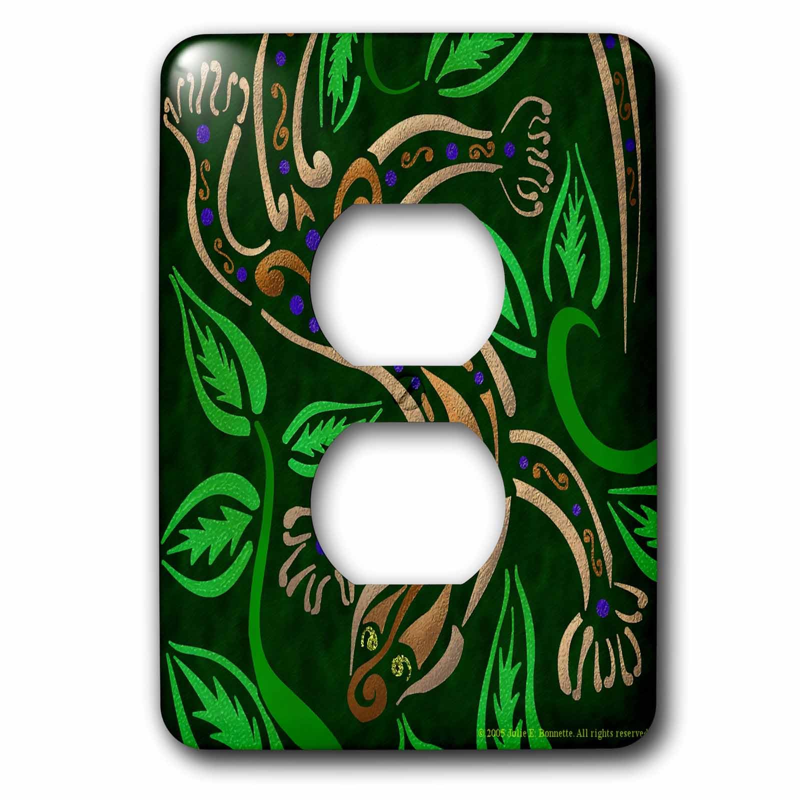 Plaque double prise lézard coloré art numérique abstrait 3dRose lsp_23192_6