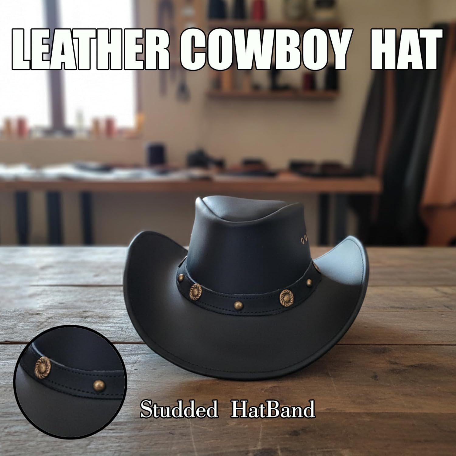 Leather Cowboy Hat Shapeable Outback Wide Brim Western Handmade Australian Hat for Men and Women - Image 3