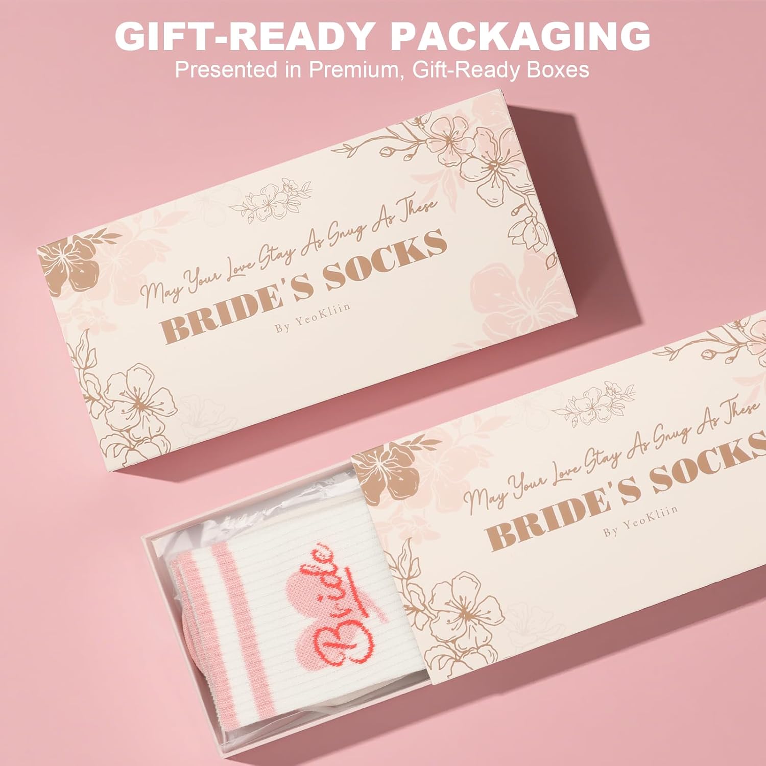 Bride Socks with Gift Box, Soft Cotton Bridal Socks for Bride to Be, Engagement, Weddings & Bridal Showers, for Bachelorette Party Favors and Bridesmaid Gifts - Image 3