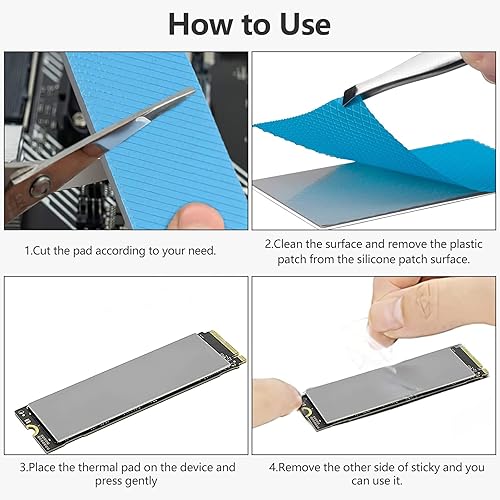 Miniatura 6 de UCEC 30 almohadillas térmicas GPU, 2.6 x 0.8 pulgadas, almohadilla térmica de silicona reutilizable para CPU, almohadilla de enfriamiento