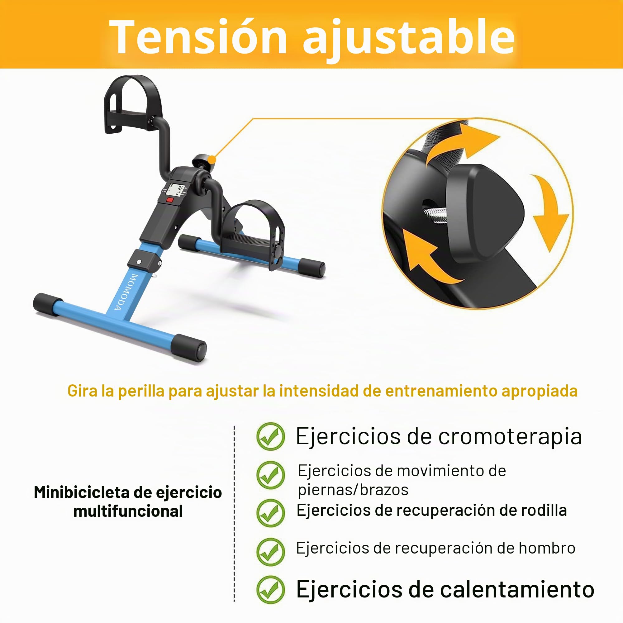 Pedal Ejercicio Terapia Bicicleta para Pata y Brazo con Monitor LCD Plegable