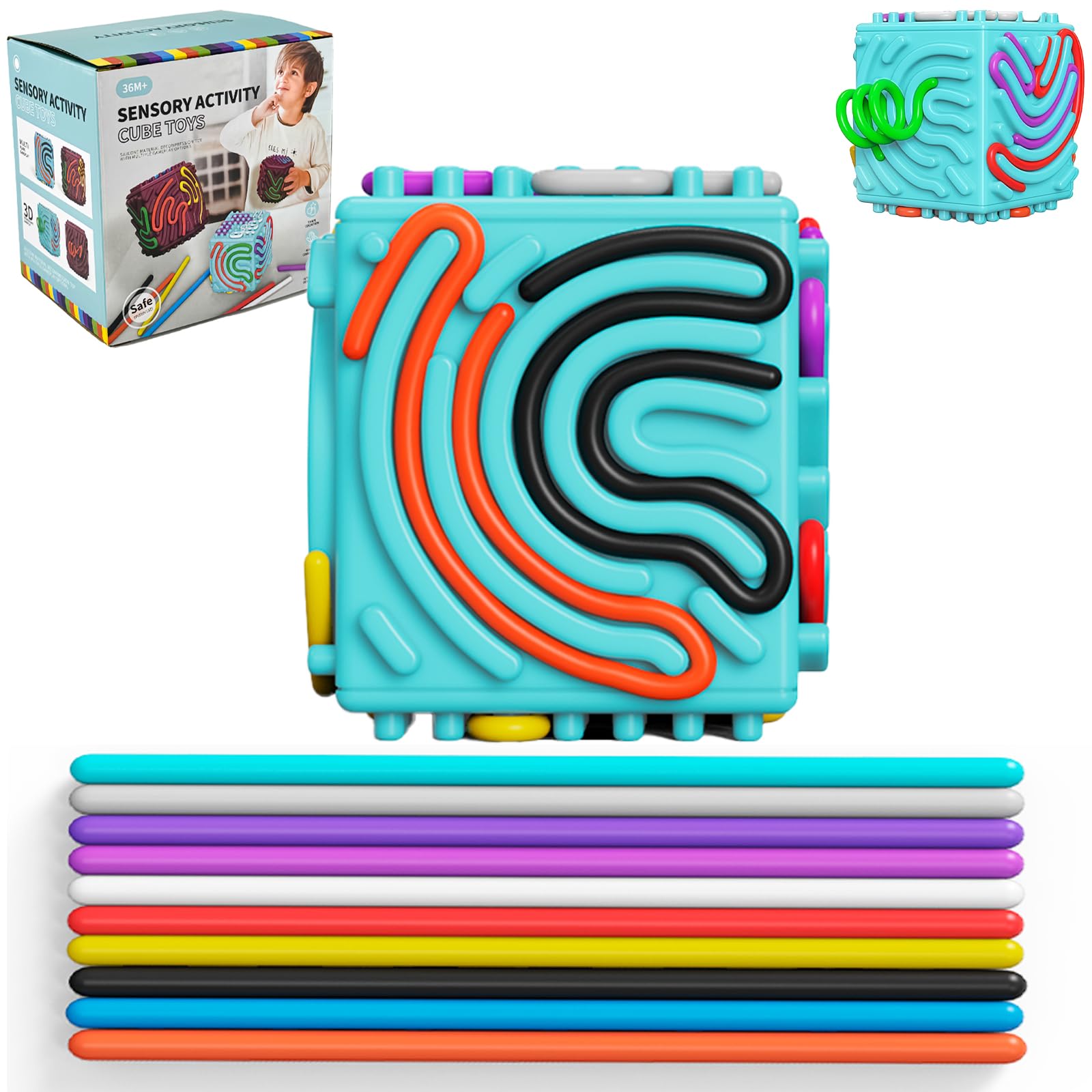 Christmas Stocking Stuffer 3D Silicone Sensory Activity Board, Fidget Cube Toys for Autism Anxiety Relief, Push and Peel Calm Down Toy for Travel, Stress &amp; ADHD, Sensory Toys for Kids