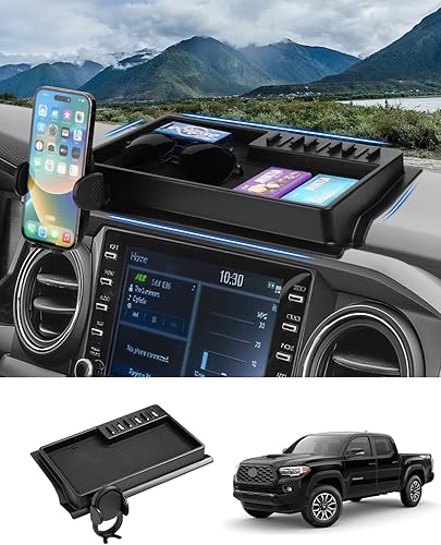 Vista 47 de Autorder Soporte de teléfono de automóvil para Toyota C-HR CHR 2019-2022, soporte de teléfono con organizador de tablero, pantalla de 8 pulgadas