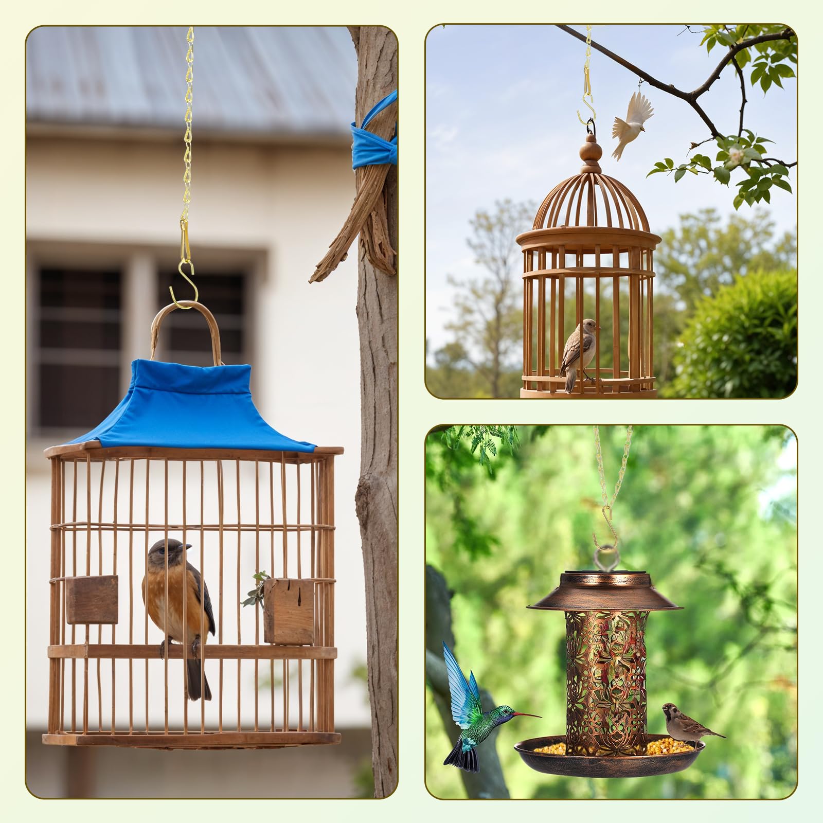Nourriture Pour Oiseaux Sauvages YELYTR Lot De 10 Chaînes En Métal à Suspendre Avec Crochets En S - 29 Chaînes Mangeoires Oiseaux Lanternes Décor