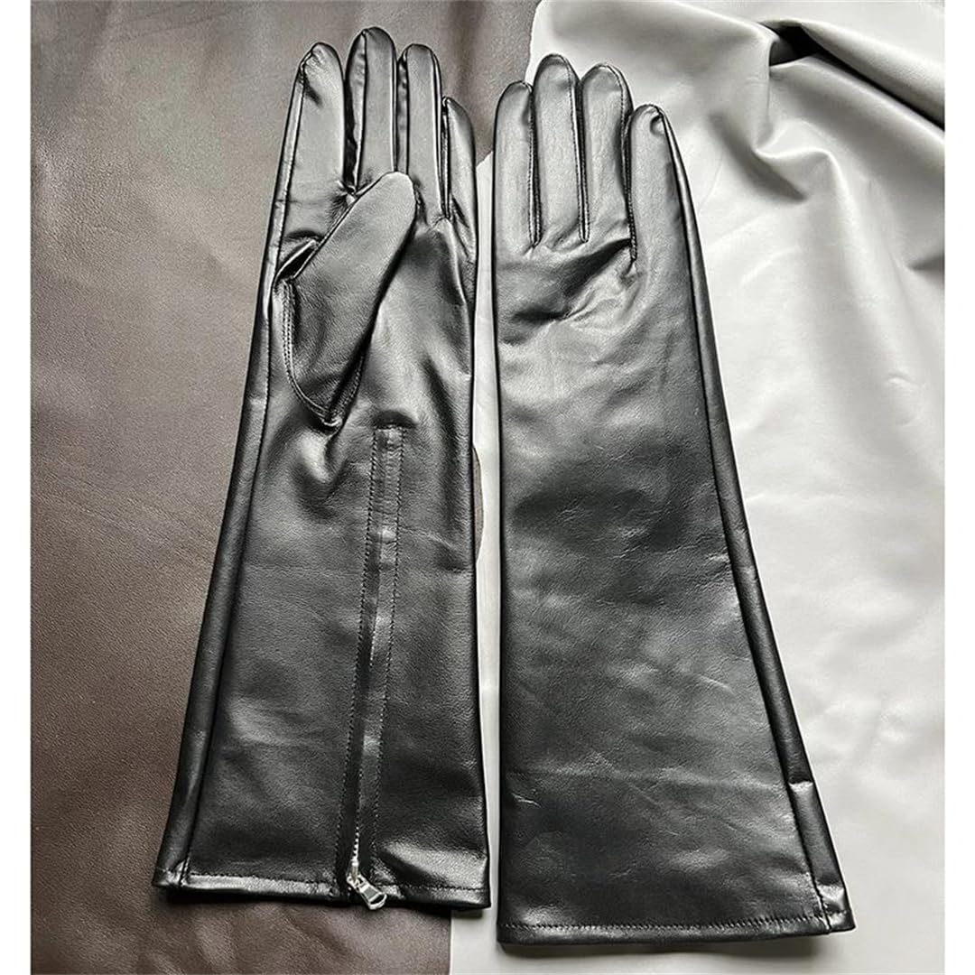 Lange Herren-Handschuhe aus Ziegenleder, Reißverschluss, Motorrad-Stil, cool, ungefüttert, modisch, Herbst und Winter