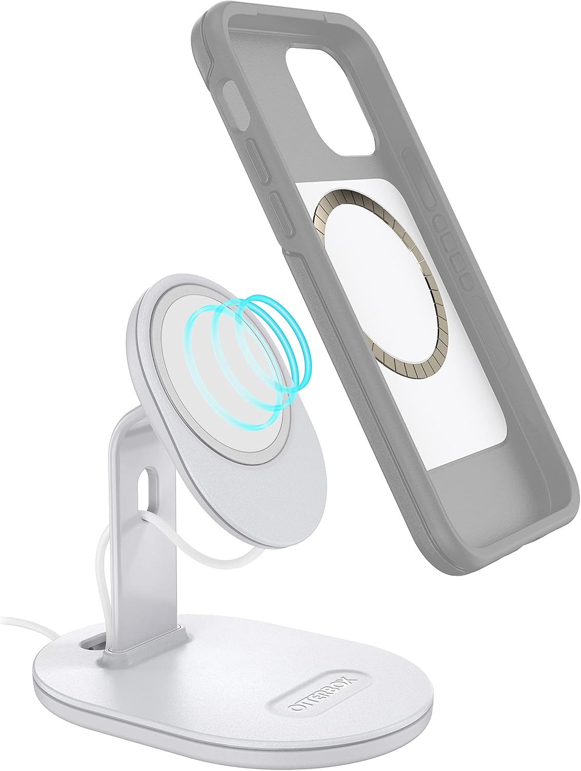 OtterBox Stand Holder with Precision-fit Design for Apple MagSafe Charger, Accommodates Strong Magnetic Alignment and Attachment for iPhone, White