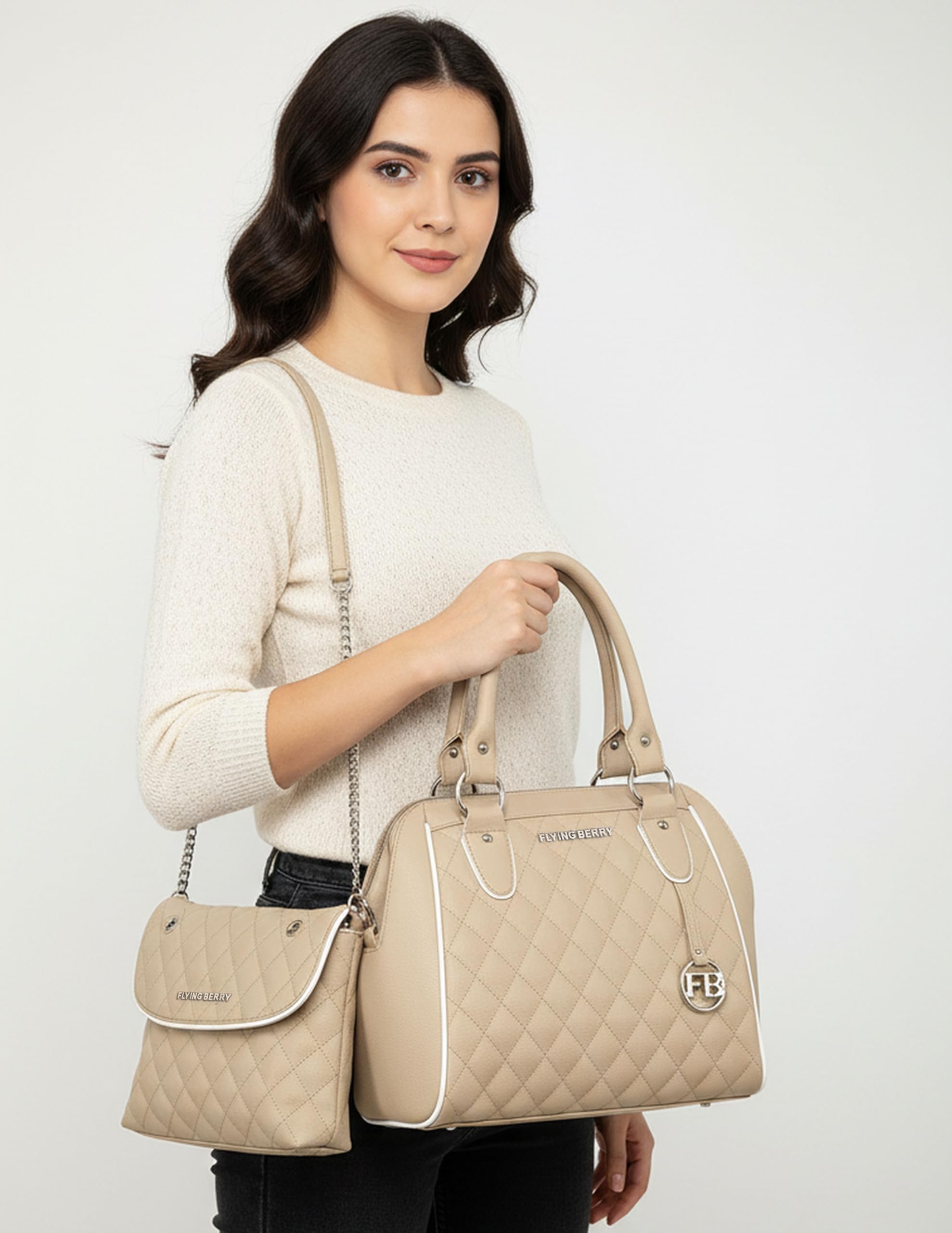 FLYING BERRY Women's Hand bag COMBO PACK (PREMIUM EDITION) … (Beige)