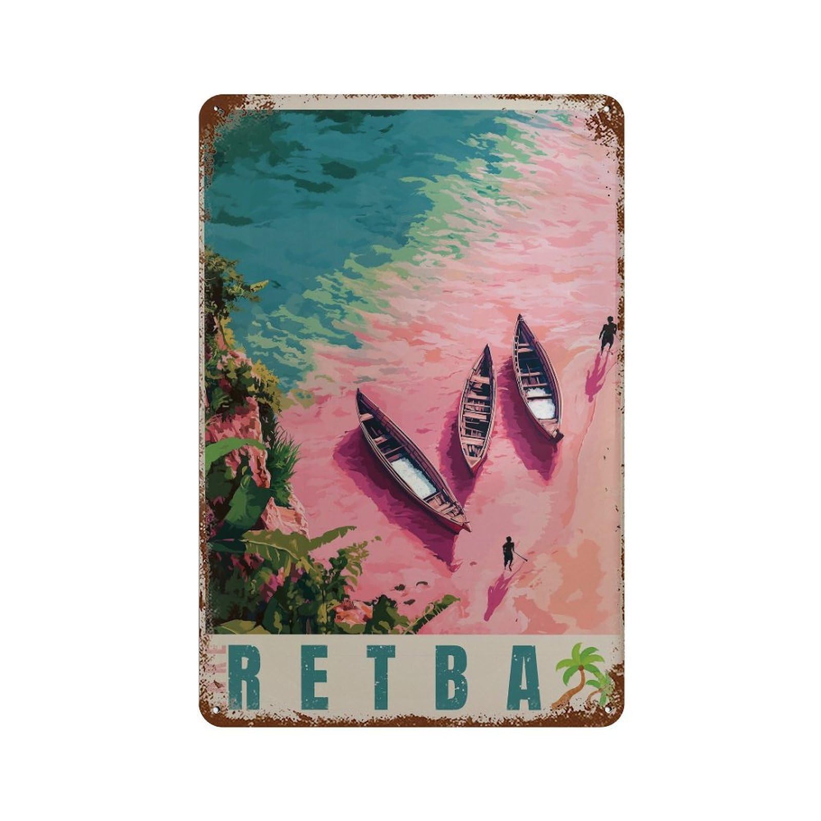 xiaoxiaoshen Lake Retba Senegal Travel Africa Wall Decor Art Metal Tin Poster Modern Home Decor Art Home Bar Shop Decorations Vintage Sign 30x20cm
