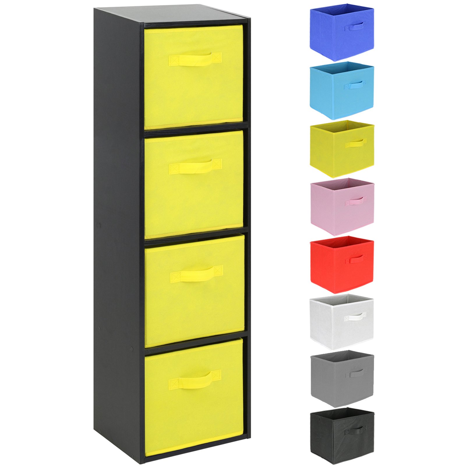 Hartleys 4 Tier Black Cube Unit - Choice of Storage Boxes โ image 1