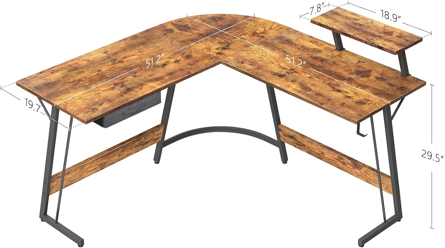 CubiCubi L-Shaped Desk Computer Corner Desk, 50.8" Home Gaming Desk, Office Writing Study Workstation with Large Monitor Stand, Space-Saving, Easy to Assemble : Home & Kitchen