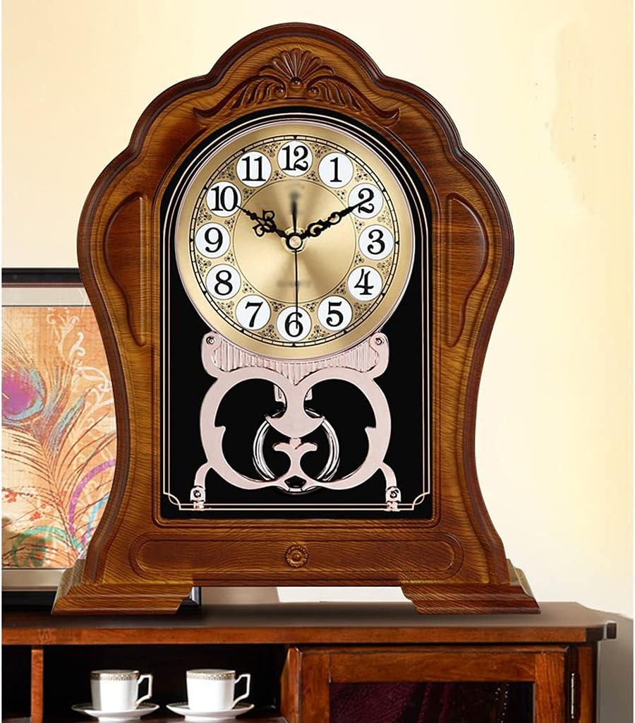FMURY European Retro Mute Table Clock Living Room Bedroom Plastic Desk Clock Home Decoration Quartz Table Watch Desktop
