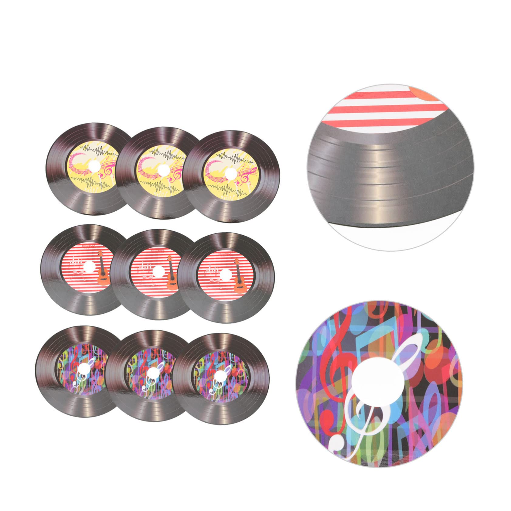 Déco Murale 12 Disques Vinyles Faux Vintage – Style Rétro Pour Salon, Bar, Café – Facile à Coller