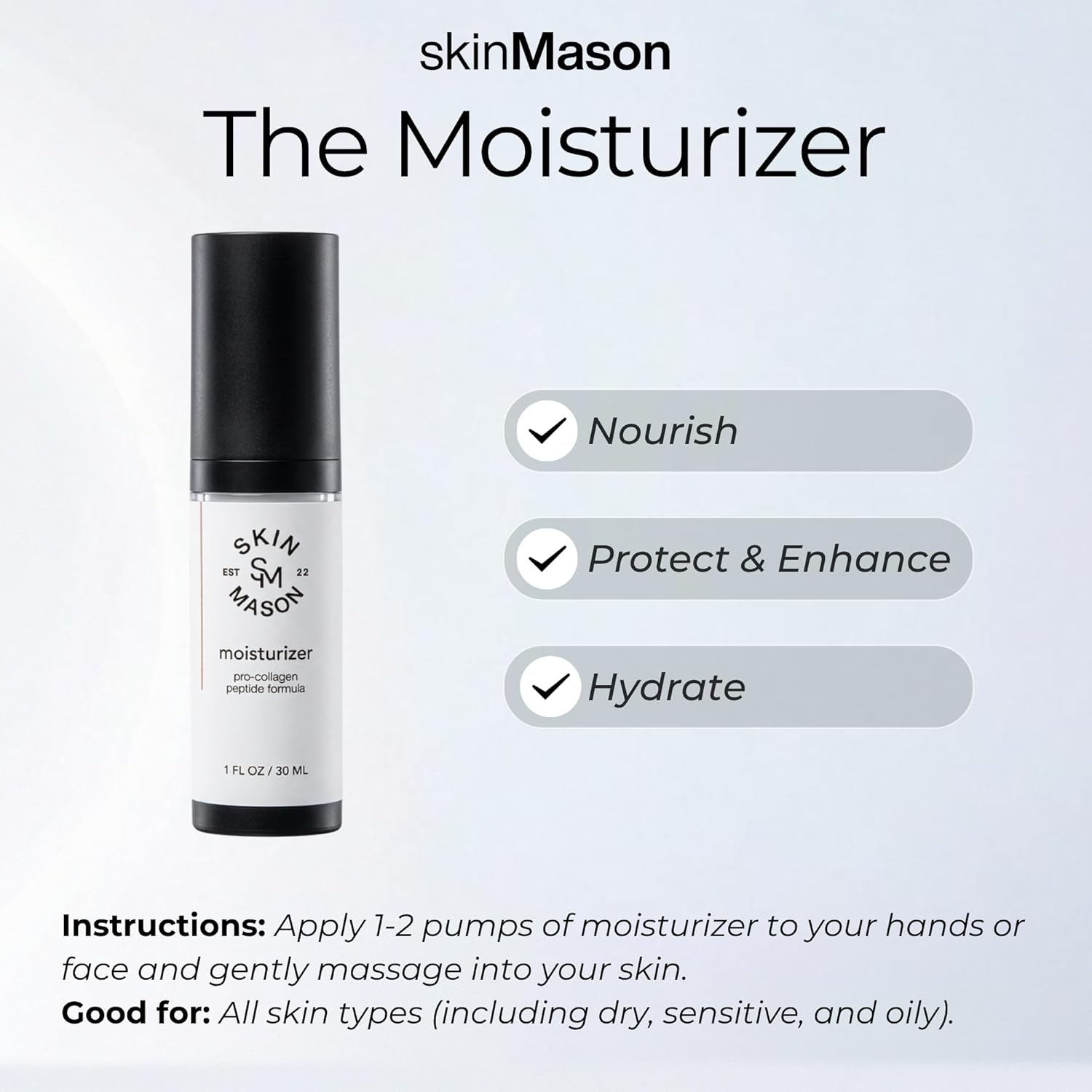 Bioactive Moisturizer Peptides, Ceramides, Hyaluronic Acid, & Vitamin C, for dry skin, reducing fine lines and wrinkles, improving skin function, and boosting collagen production