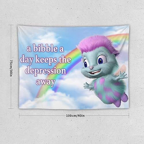Miniatura 2 de BionZax A Bibble A Day Keep The Depression Away - Tapiz de pared para dormitorio, dormitorio universitario o sala de estar, divertidos tapices