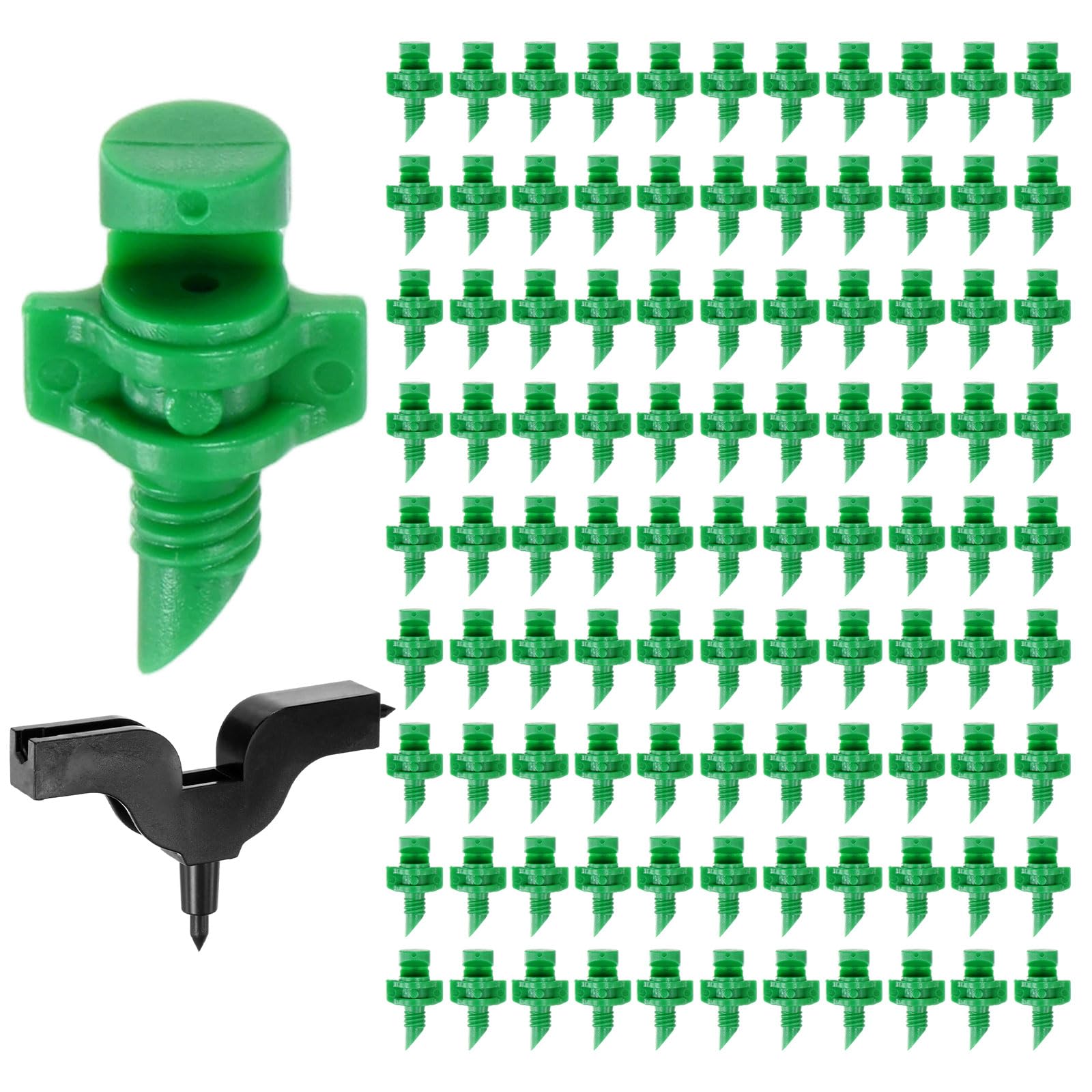 M METERXITY 50Pcs Drip Irrigation Sprinkler Heads, 180°Drip Irrigation Emitter Drippers for Gardening System/Potted Plants/Lawn, Dripper Emitter Parts [Green]
