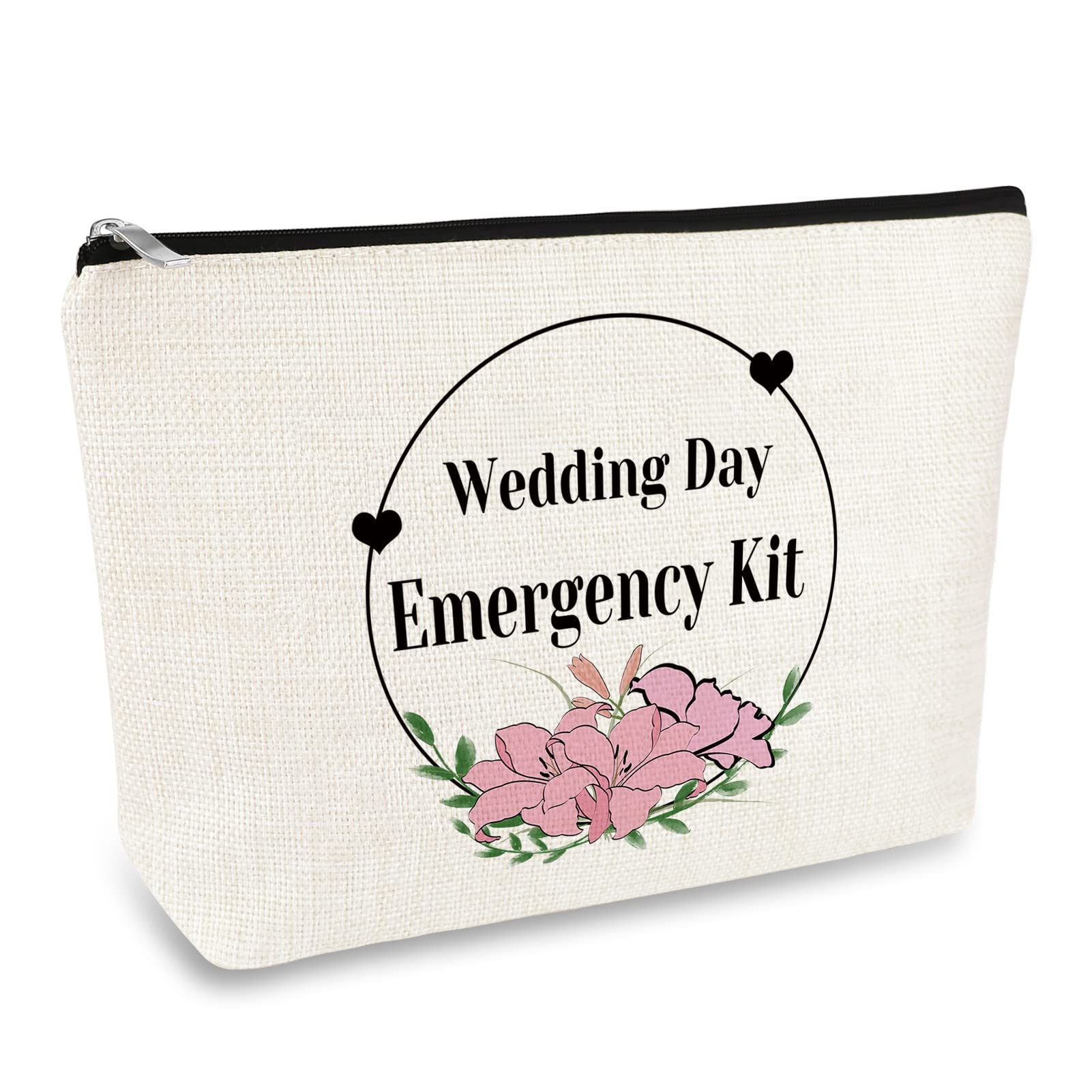 Wedding Day Emergency Kit Makeup Bag for Bridal Bridesmaid Bridal Shower Gift Bridal Party Gift Cosmetic Bag Bride to Be Gift Maid of Honor Gifts Wedding Party Gifts Travel Cosmetic Pouch