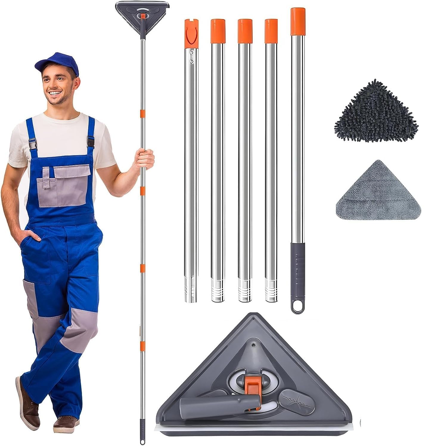 Whixant 360 Degree Rotatable Triangle Mop - Adjustable Chenille Microfiber Mop Multifunctional Triangular Cleaning Supplies for Glass, Floor, Wall, Gap, Corner, Car Wash (75 inch-Triangle mop) (B0D9GTX6WD) Amazon Price History, Amazon Price Tracker