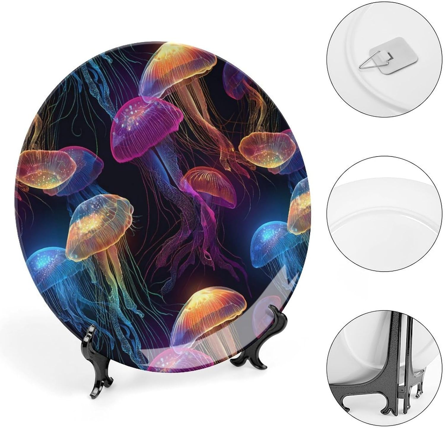 Glowing Colors Jellyfish Modern Decorative Plate Ceramic Ornaments 6inch image 4