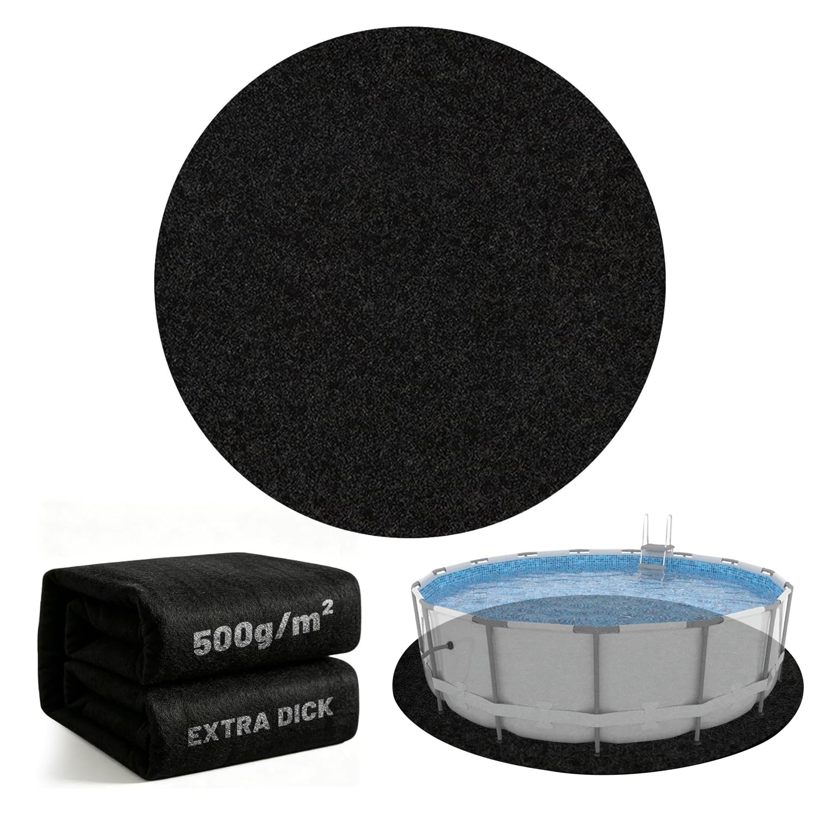 Base Redonda para Piscina 200cm, Base para Piscina Exteriores, Almohadilla de Piscina, Protege El Suelo, Antideslizante, Antimoho, Antidesgarro, Apto para Piscinas y Bañeras Exteriores