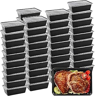 Food Containers, 50 Pack Disposable Meal Storage Lunch Containers Plastic Insulated Reusable&Microwavable Bento Boxes with Lids for Dishwasher/Freezer Safe BPA FREE (750 ML/ 26 OZ)