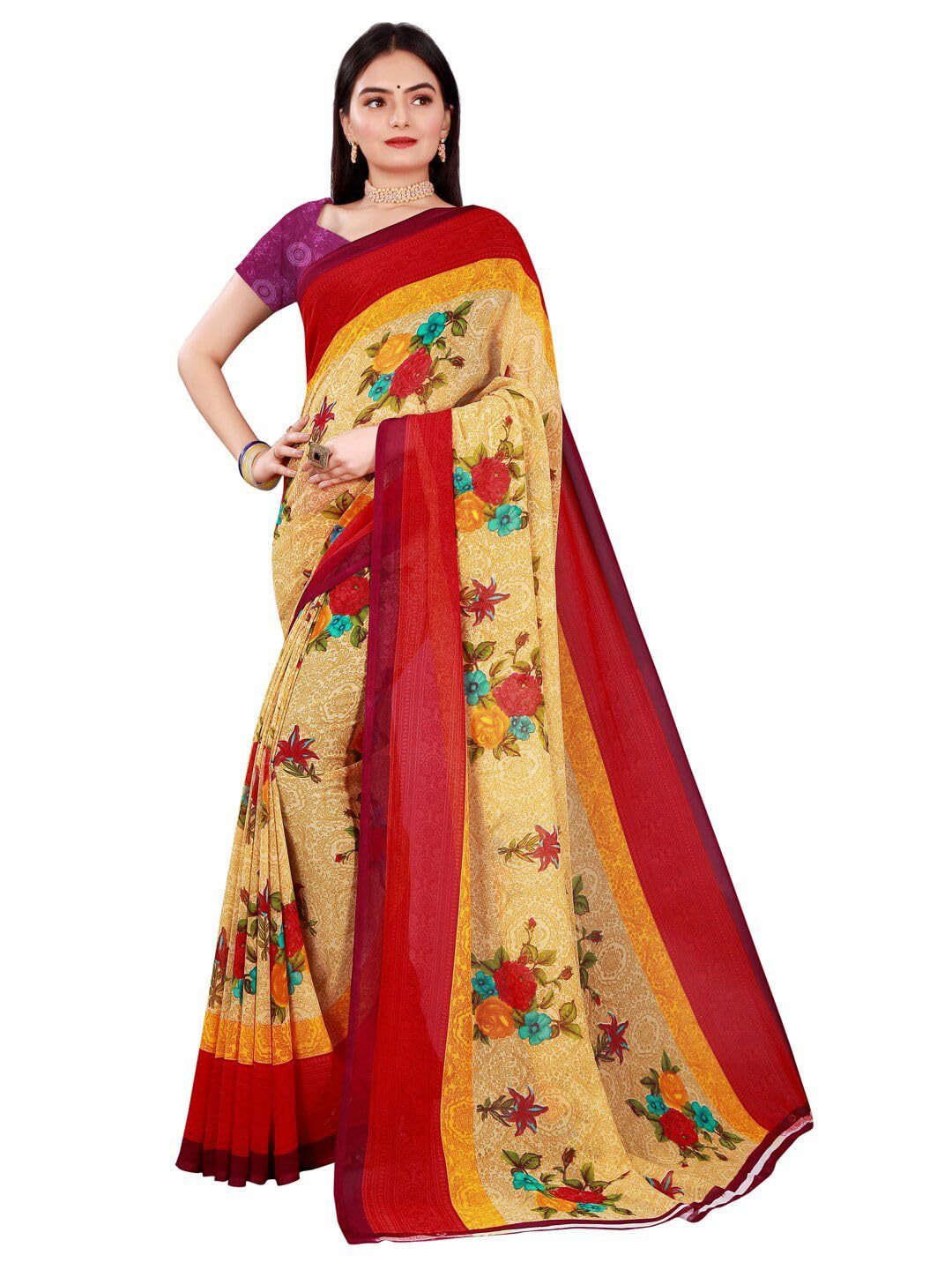 Damskie pomarańczowe sari - 18472590-CVO