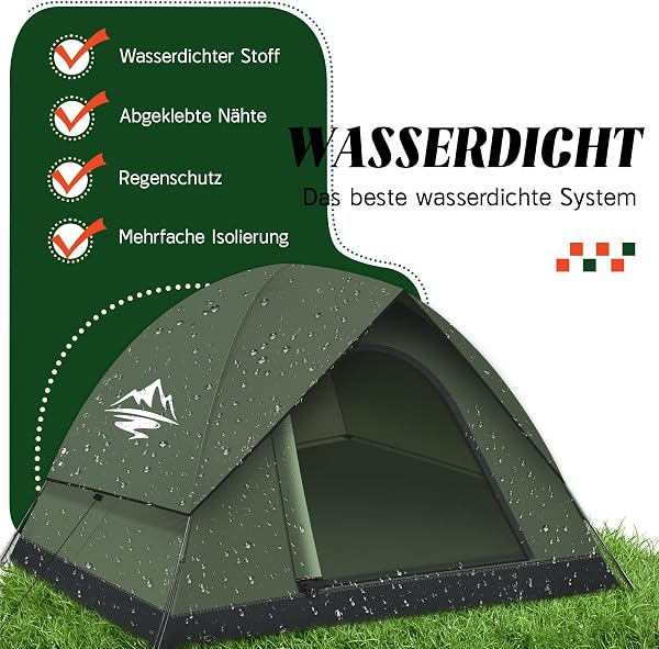 Zelt 2-3 Personen Camping Zelte - Ultraleichte Campingzelt Kuppelzelt Winddicht 3-4 Saison mit Abnehmbarer äußerer Zeltplane, Kleine Packungsgröße, Geeignet für Camping Wandern Backpacking Familien - 2