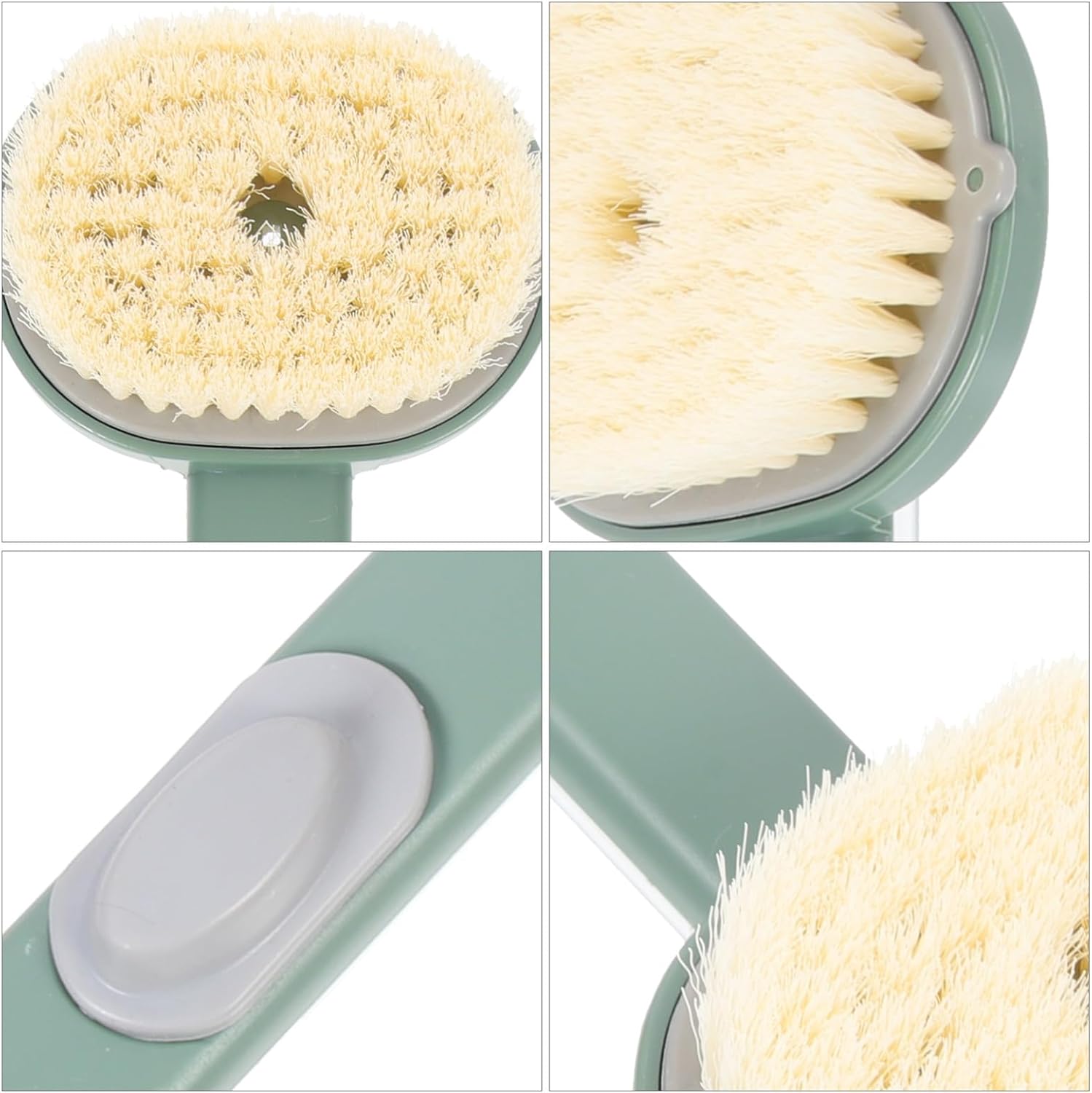 Long Handle Bath Brush Back Scrubber Body Exfoliating Brush Green for Wet and Dry Skin Cleaning