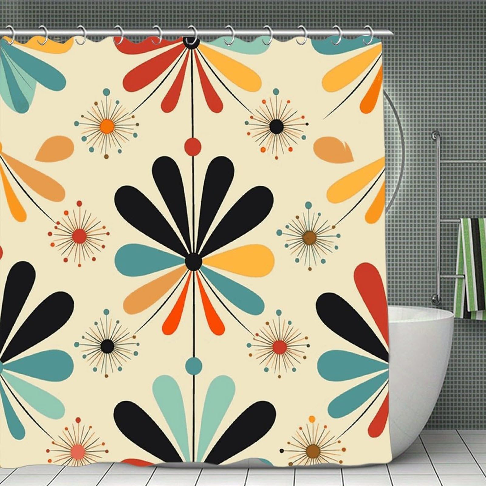 VstaDank Retro Modern Bath Curtain Elegant Heavy Duty Shower Curtains 70x70 in Rustic Farmhouse Cloth Shower Curtains Neutral Modern Bath Curtain for Bathroom